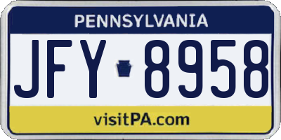 PA license plate JFY8958
