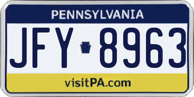PA license plate JFY8963