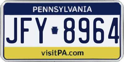 PA license plate JFY8964