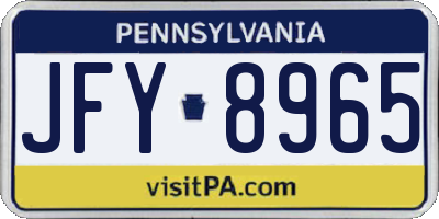PA license plate JFY8965