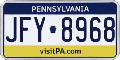 PA license plate JFY8968