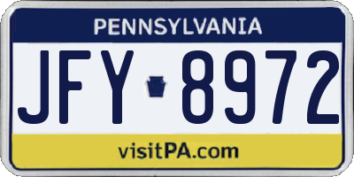 PA license plate JFY8972