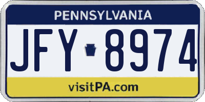 PA license plate JFY8974