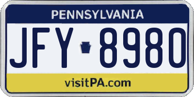 PA license plate JFY8980