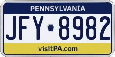 PA license plate JFY8982