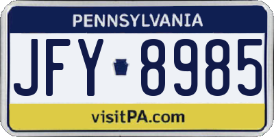 PA license plate JFY8985