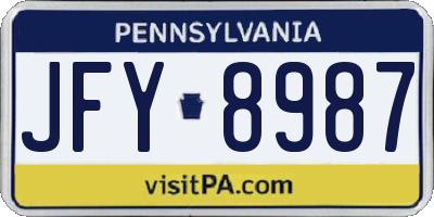 PA license plate JFY8987