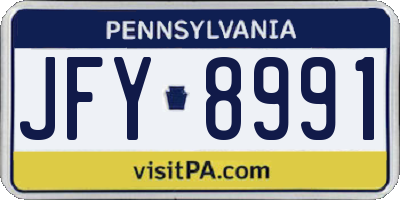 PA license plate JFY8991
