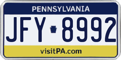 PA license plate JFY8992