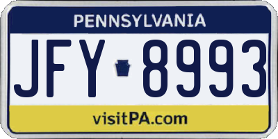 PA license plate JFY8993