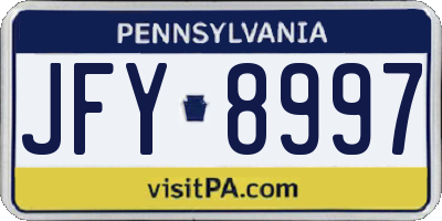 PA license plate JFY8997