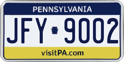 PA license plate JFY9002