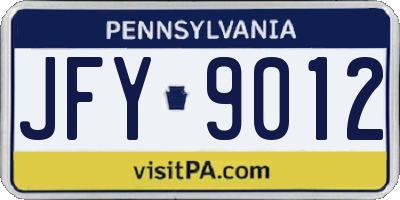 PA license plate JFY9012