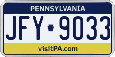PA license plate JFY9033