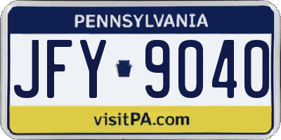 PA license plate JFY9040
