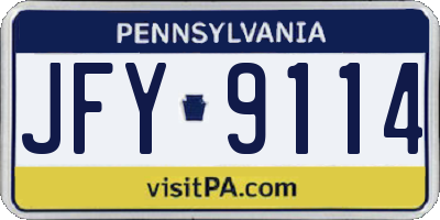 PA license plate JFY9114