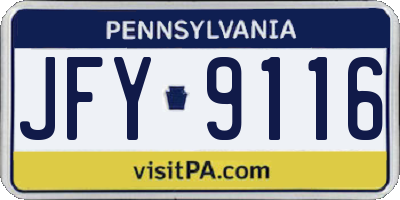PA license plate JFY9116