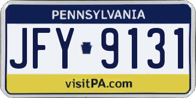 PA license plate JFY9131