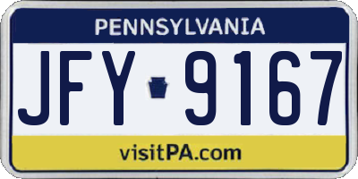 PA license plate JFY9167