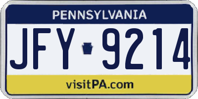 PA license plate JFY9214