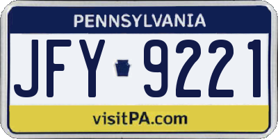 PA license plate JFY9221