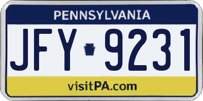 PA license plate JFY9231