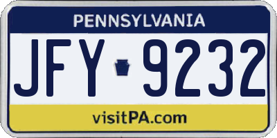 PA license plate JFY9232
