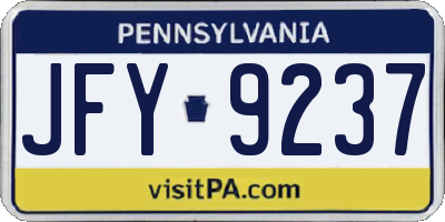 PA license plate JFY9237