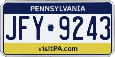 PA license plate JFY9243