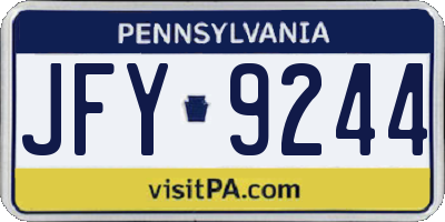 PA license plate JFY9244