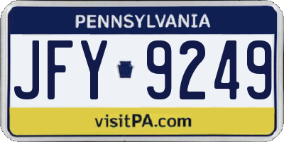 PA license plate JFY9249