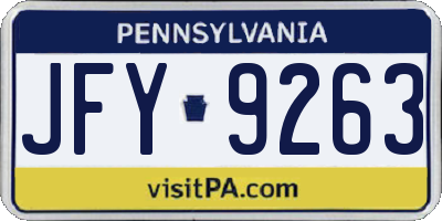 PA license plate JFY9263