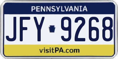 PA license plate JFY9268