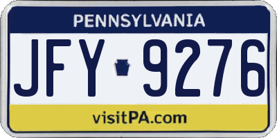 PA license plate JFY9276