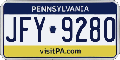 PA license plate JFY9280