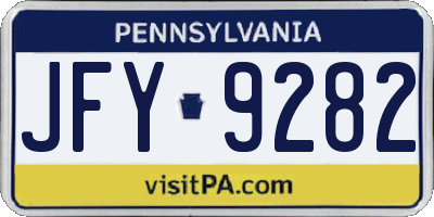 PA license plate JFY9282