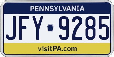 PA license plate JFY9285