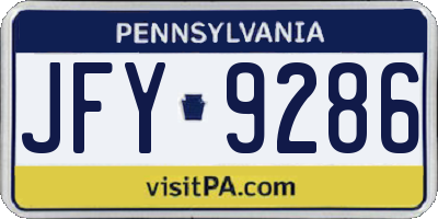 PA license plate JFY9286
