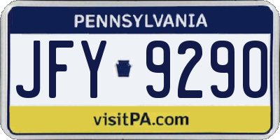 PA license plate JFY9290