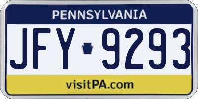PA license plate JFY9293