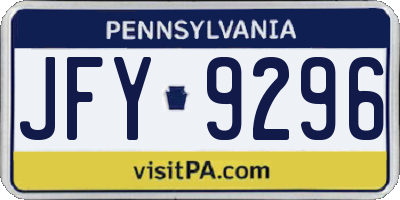PA license plate JFY9296