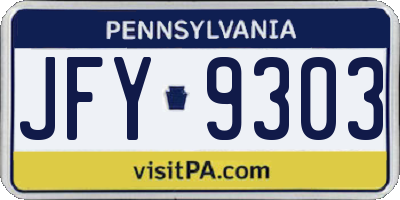 PA license plate JFY9303
