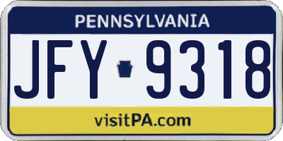 PA license plate JFY9318