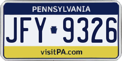 PA license plate JFY9326