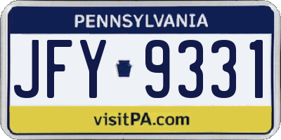 PA license plate JFY9331