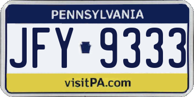 PA license plate JFY9333