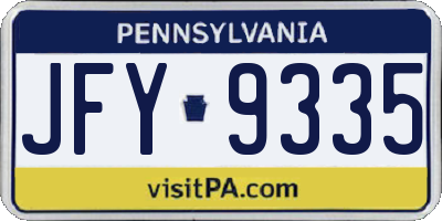 PA license plate JFY9335