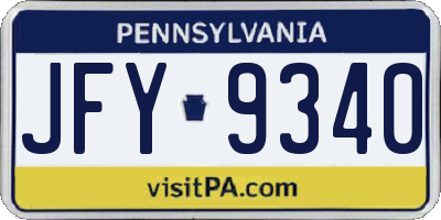 PA license plate JFY9340