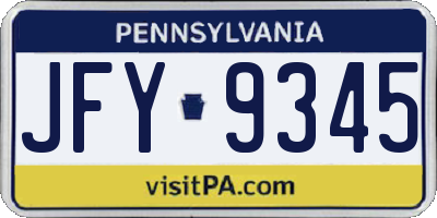 PA license plate JFY9345