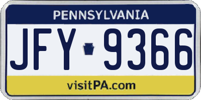 PA license plate JFY9366